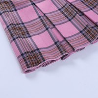 Cute Pink Plaid Checkered Pleated High Waisted Mini Skirt A-line Chic Goth Punk Club E-Girl Kawaii Korean Japanese Harajuku Streetwear - Thumbnail 6