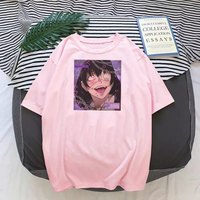 Cute Yandere Anime Girl Cartoon Print Short Sleeve Tee Shirt T-shirt Top Punk Goth Summer Casual E-Girl Kawaii Korean Japanese Harajuku Streetwear - Thumbnail 2