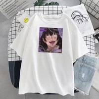 Cute Yandere Anime Girl Cartoon Print Short Sleeve Tee Shirt T-shirt Top Punk Goth Summer Casual E-Girl Kawaii Korean Japanese Harajuku Streetwear - Thumbnail 3