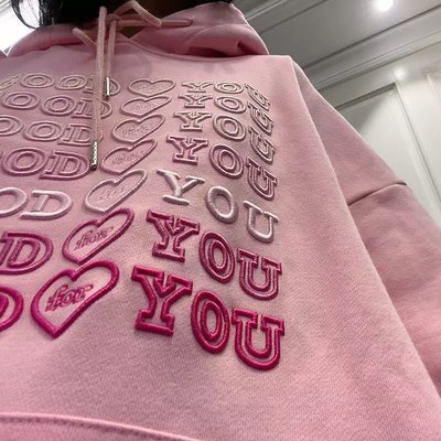 Cute pink love heart good for u oversized hoodie sweatshirt long sleeve pullover jumper sweater e-girl kawaii korean japanese harajuku streetwear - Thumbnail 4
