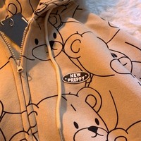 Cute Teddy Brown Bear Oversized Hoodie Zip Up Sweatshirt Sweater Long Sleeve Jumper Pullover  E-Girl Kawaii Korean Japanese Harajuku Streetwear - Thumbnail 7