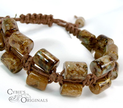 Double Barrel beaded and Hemp Bracelet