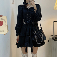 Retro Bubble Sleeves Bandage Girdle Dress - Thumbnail 1