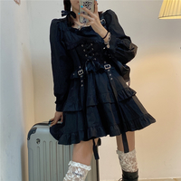 Retro Bubble Sleeves Bandage Girdle Dress - Thumbnail 2