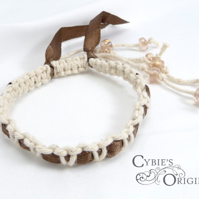 Cotton cord and lace macrame bracelet - Thumbnail 5
