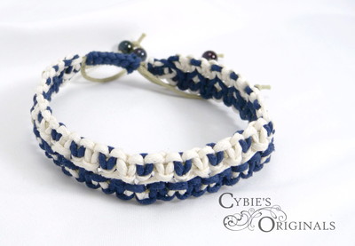 Blue and White double hemp bracelet