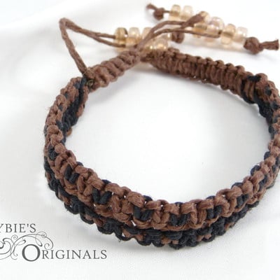 Black and brown double hemp bracelet - Thumbnail 4