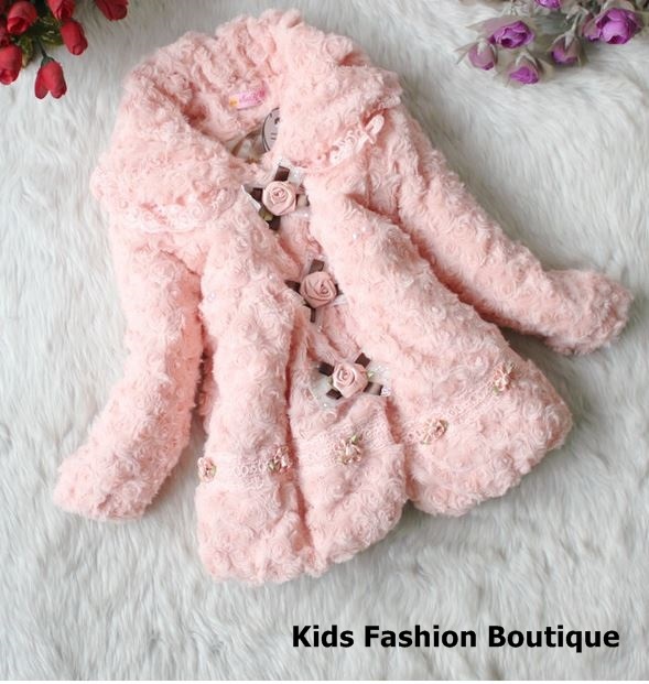 Girls Lovely Pink Coat with Roses.