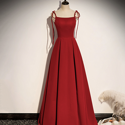 Simple velvet long a line prom dress evening dress - Thumbnail 4