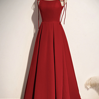 Simple velvet long A line prom dress evening dress - Thumbnail 3