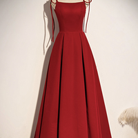 Simple velvet long A line prom dress evening dress - Thumbnail 5