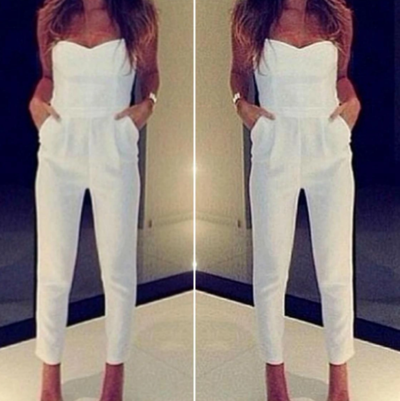 Sleeveless Sexy Fashion White Jumpsuit