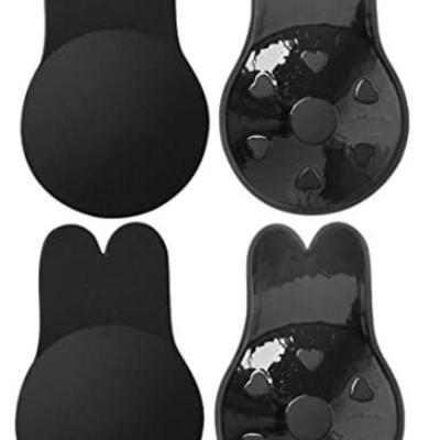 Black 2 pairs sticky bra invisible adhesive bra backless strapless reusable push up lift nipple covers for women - Thumbnail 5
