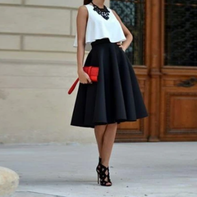 Casual fashion solid color skirts