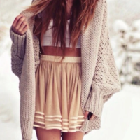 Long Sleeve Loose Bat Sleeve Knit Cardigan Sweater Jacket - Thumbnail 3