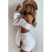 Sexy Wrapped Chest Long Sleeve Vest Two-piece Set - Thumbnail 1