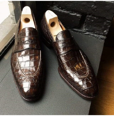 Handmade Mens Alligators Crocodile Patterned Moccasins Dress Shoes