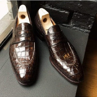 Handmade Mens Alligators Crocodile Patterned Moccasins Dress Shoes - Thumbnail 1
