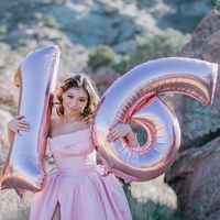 Cute A-Line Strapless Pink Satin Sweet 16 Party Dresses Formal Prom Dresses - Thumbnail 2