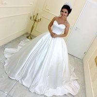 White Satin Bridal Wedding Dresses Ball Gowns With Sweetheart Neckline,944 - Thumbnail 1