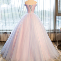 2021 princess strapless off the shoulder flower long tulle prom gown, formal evening dress, floral prom dresses,947 - Thumbnail 1