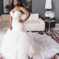 Plus Size Mermaid Wedding Dresses Bridal Gown with Appliques,433 - Thumbnail 2