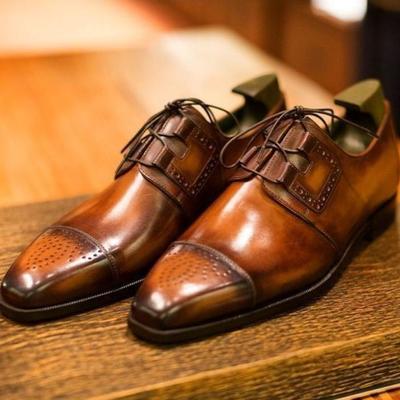 Customize two tone chukka cap toe men's leather shoes