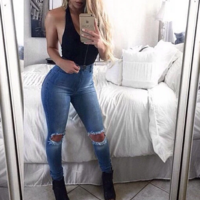 Sexy Fashion Blue Jeans - Thumbnail 1