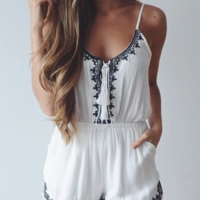 Design Embroidered Suspenders Jumpsuits - Thumbnail 1