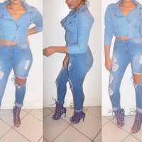 Denim Sexy Long Pants - Thumbnail 2