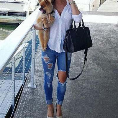 Denim sexy long pants