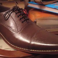 Customize Brown Cap Toe Leather Shoes,Men's Lace Up Office Shoes - Thumbnail 1