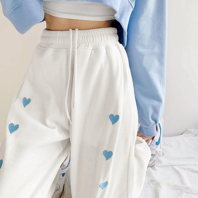 Heart drawstring jogger pants