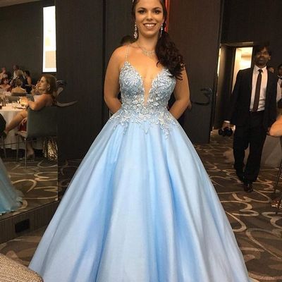 Princess ball gown sweetheart sky blue prom dresses sweet 16 party dresses