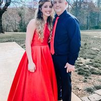 Chic A-Line One Shoulder Red Satin Long Prom Dresses - Thumbnail 2