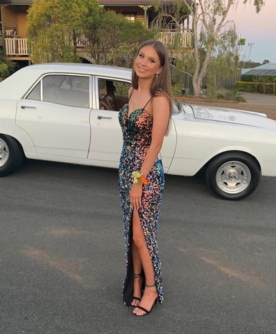 Sparkly Mermaid Sweetheart Sequins Long Prom Dresses with Side Slit