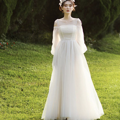 Cute tulle long a line prom dress evening dress - Thumbnail 5