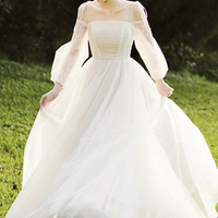 Cute tulle long A line prom dress evening dress - Thumbnail 3