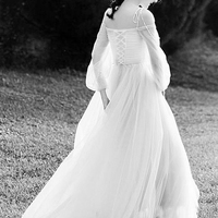 Cute tulle long A line prom dress evening dress - Thumbnail 4