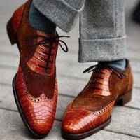 Mens Custom Design Alligator Skin Awesome Handmade Dress Up Lace Up Boot - Thumbnail 1