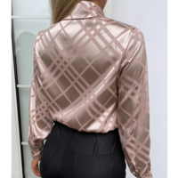 Design Temperament Long Sleeve Chiffon Shirt Top - Thumbnail 2