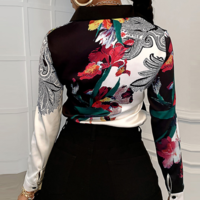 White Print Cardigan Long Sleeve Shirt Top - Thumbnail 3