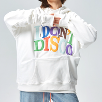 "I DON'T DISCO" HOODIE IN WHITE - Thumbnail 1