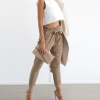 Design Slim High Waist Long Pants - Thumbnail 3