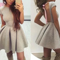 Short Sleeve Fashion Sexy Backless Dress - Thumbnail 1
