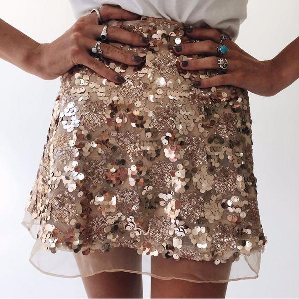 Fashion Solid Color Sequined Skirts