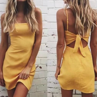 Fashion butterfly sexy backless strap dress