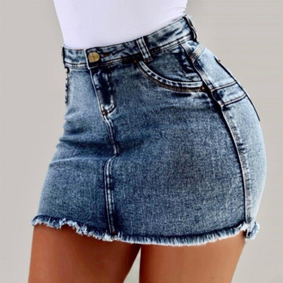 Sexy package hip denim skirt