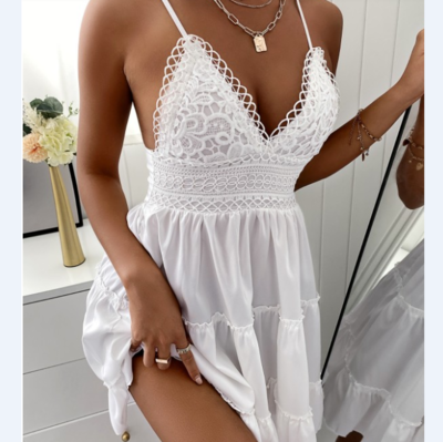 V-Neck Sling Sexy Backless Bowknot Dress