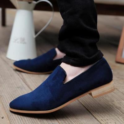 New handmade blue suede moccasin loafers party wear shoes
